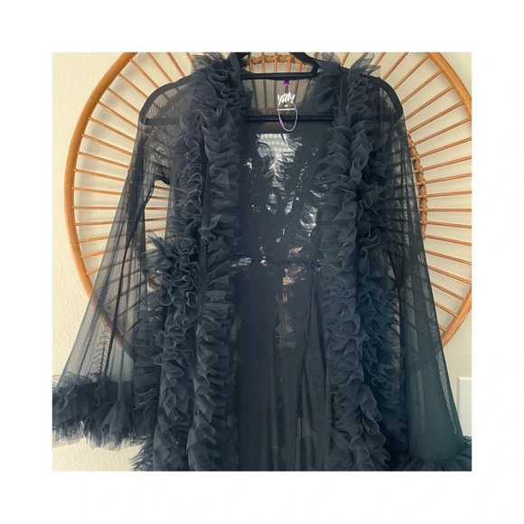 Yitty Fabletics Sheer Ruffle Dressing Gown/ Robe Sz XS - Picture 4 of 7